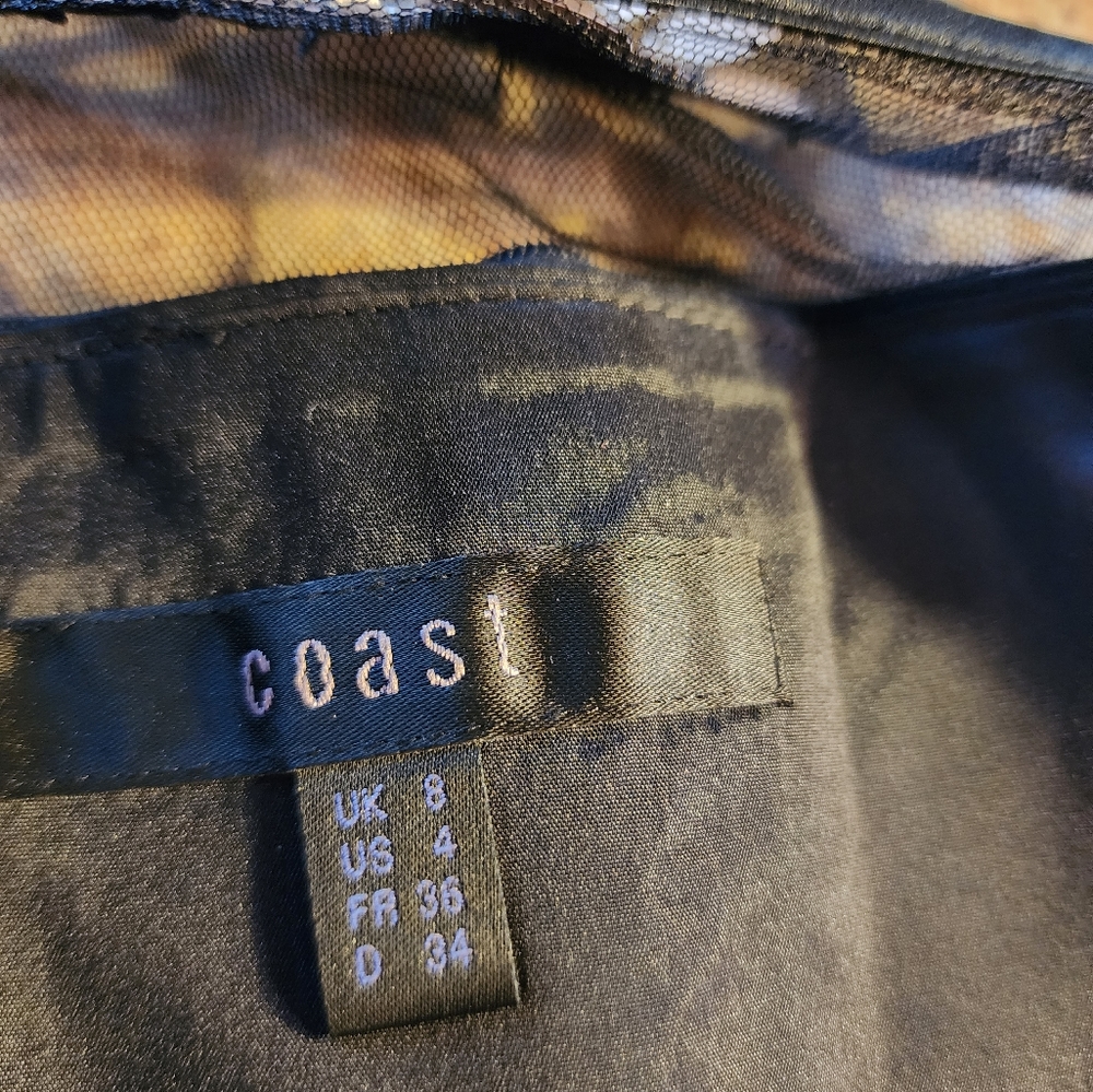 Coast Hermosa Dress Black Duchess Satin Sleeveless Size 4 (NWT) - Picture 2 of 16